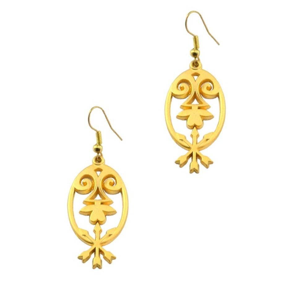 Kafkas motifli altın görünümlü küpe