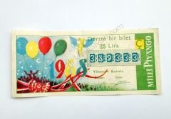 1968 Yılbaşı Dörtte bir bilet - Milli Piyango  İhap HULUSİ - Efemera