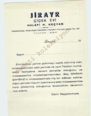 Jirayr Çiçek Evi - Halefi H. KEÇYAN BEYOĞLU / Fatura - Efemera