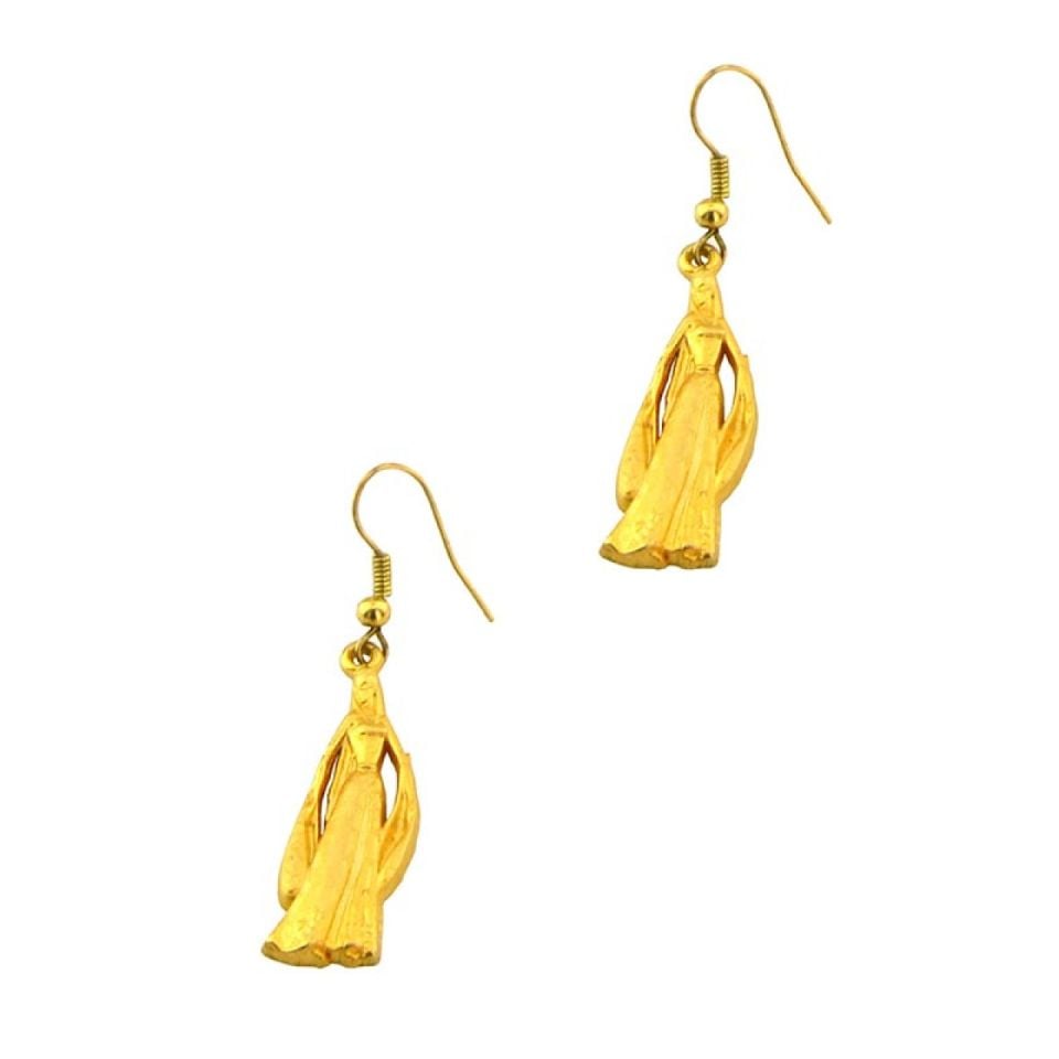 Kafkas bayan - Mat altın görünümlü küpe