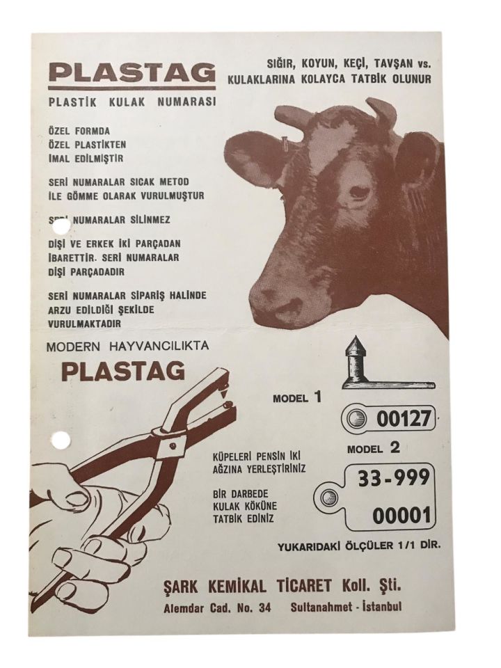 Plastag - Plastik kulak numarası / Şark Kemikal Ticaret - Karton reklam / Veteriner