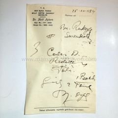 Milli Eğitim Basımevi Hekimliği - Reçete Eğitim Efemeraları, Tıp Eczacılık Efemeraları 1954 tarihli - Efemera