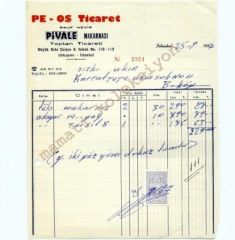 Pe - Os Ticaret / Piyale makarnası / Fatura - Efemera