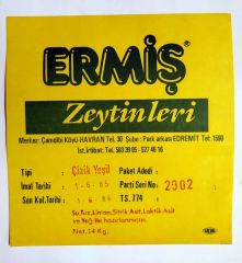 Ermiş zeytinleriHavran / Etiket  - Efemera