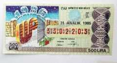 31 Aralık 1985 Dörtte bir bilet - Milli Piyango Bileti - Efemera