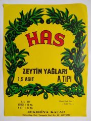 Has Zeytin yağları 1,5 asit A tipi / 20x27 cm Etiket  - Efemera