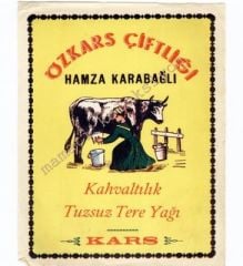 Özkars çiftliği Kahvaltılık tuzsuz tereyağı / Etiket Süt ve süt ürünleri 18x24 cm - Efemera