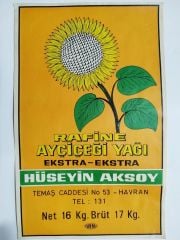 Hüseyin AKSOY Rafine ayçiçeği yağı Havran / 18x28 cm Etiket  - Efemera