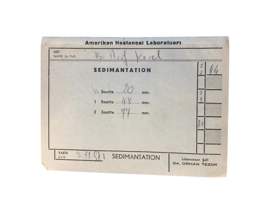Amerikan Hastanesi Laboratuarı - Tahlil kağıdı