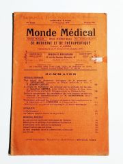 Le Monde Medical / De Medecine et de therapeutique 4 Novembre 1935 - Dergi