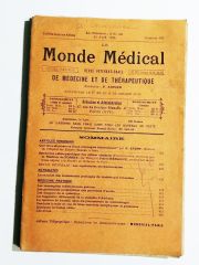 Le Monde Medical / De Medecine et de therapeutique 15 Avril 1926 - Dergi