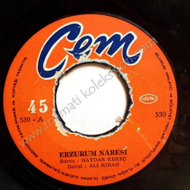 Erzurum naresi, Koççeri - Haydar KEKEÇ / Türkçe 45'lik Plak