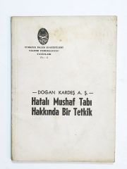 Hatalı Mushaf Tabı Hakkında Bir Tetkik - Kitap