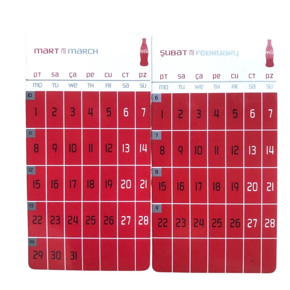 Coca Cola - Şubat ve Mart ayları - Magnet takvim