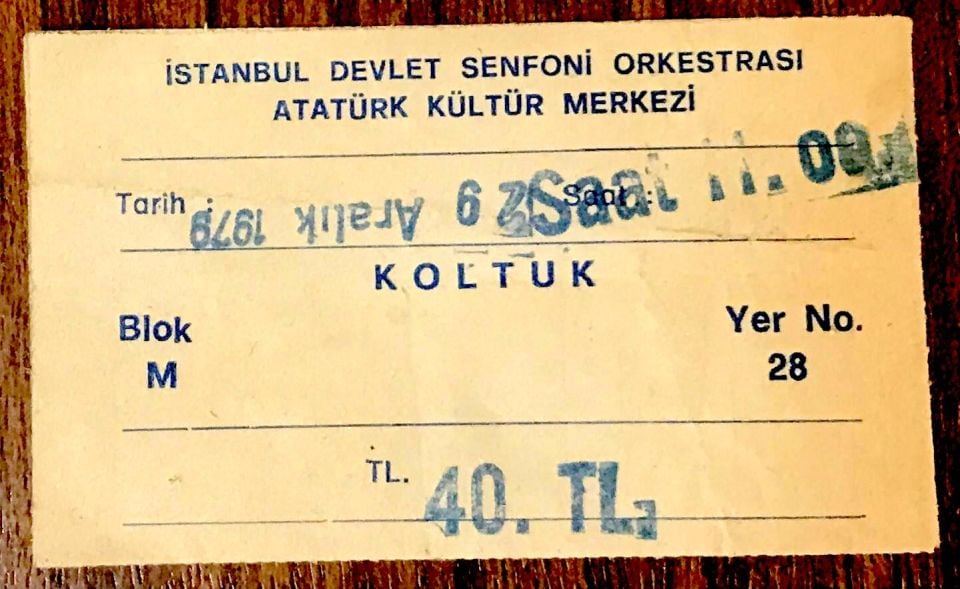 İstanbul Devlet Senfoni Orkestrası - Atatürk Kültür Merkezi / Eski bilet