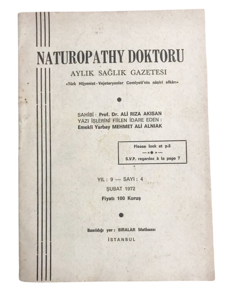 Naturopathy Doktoru - Aylık Sağlık Gazetesi / Şubat 1972