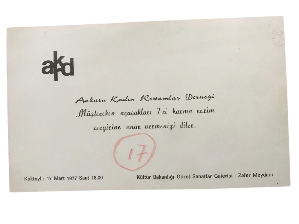 Ankara Kadın Ressamlar Derneği - Güzel Sanatlar Galerisi / Sergi Davetiyesi