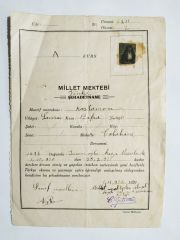 Kastamonu mıntıkası, Samsun Bafra -  Mİllet Mektebi 1931 tarihli şehadetname - Efemera