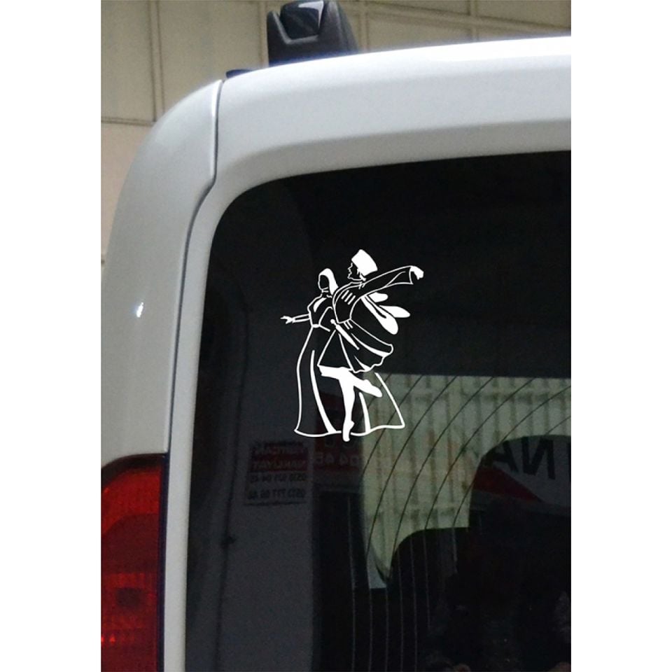 Kafkas Çerkes Dans Figür Folyo Kesim Etiket Beyaz ( 20 cm )