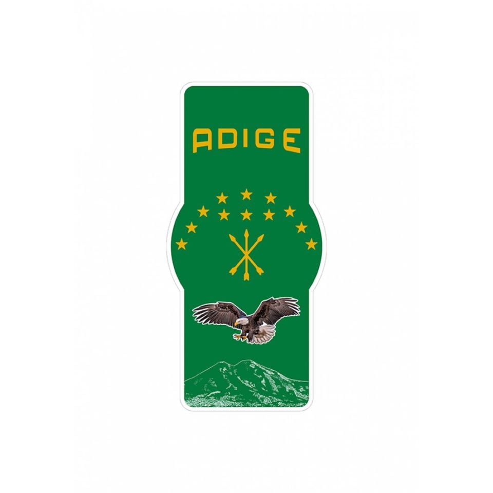 Adige Çerkes Bayrak Telefon Tablet Etiketi