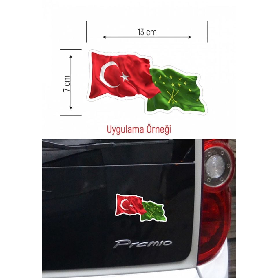 Adige - Türk Dalgalı Bayrak Etiket 13x7 cm