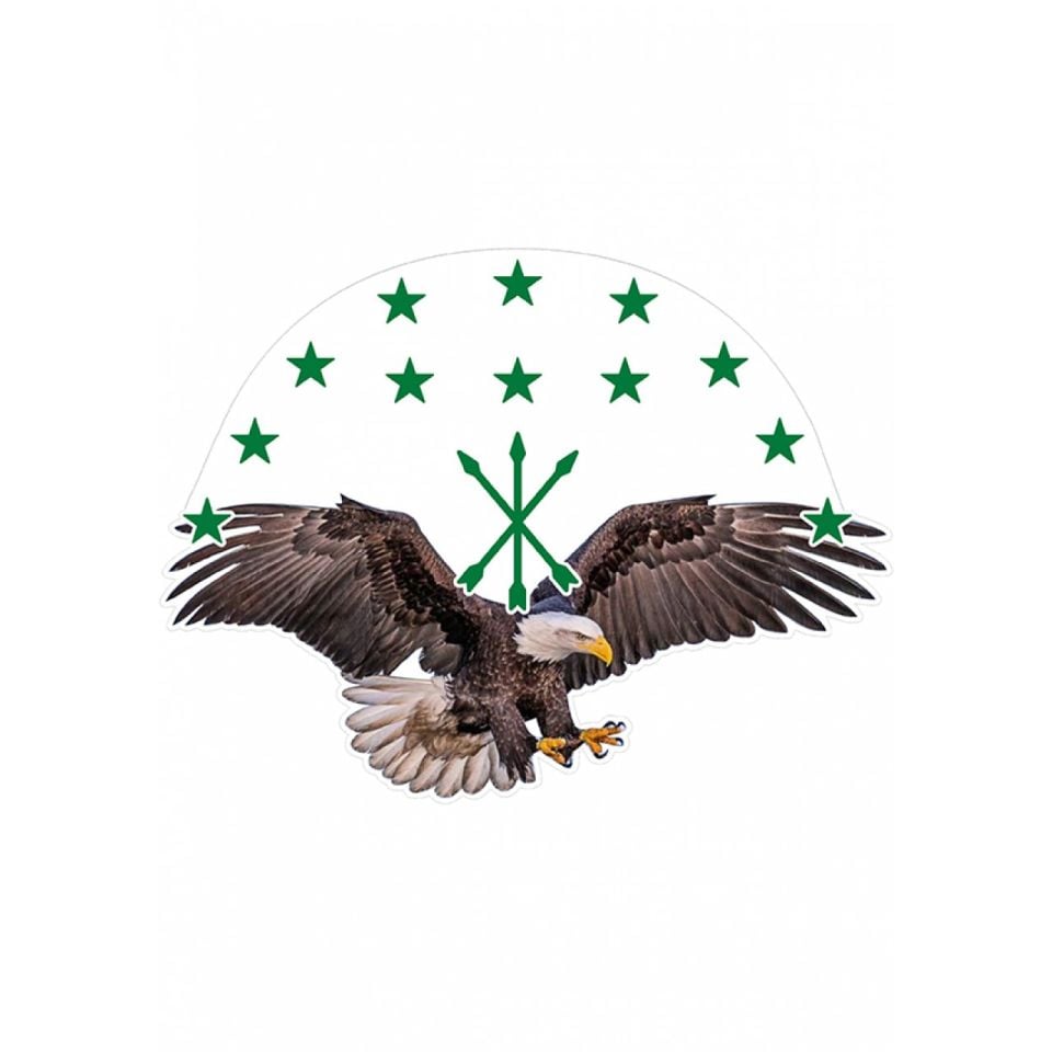 Çerkes Adige Bayrak Kartal Color Sticker Etiket 14x10 cm