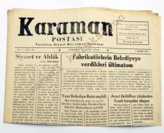 Karaman Postası Gazetesi, 1 Kasım 1951 - Efemera