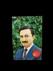 Bülent Ecevit - Ajans Türk / 6X9 Kağıt yaka rozeti