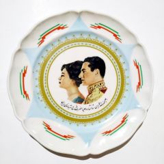 Şah Rıza Pehlevi ve eşi Farah Diba - Hatıra tabak