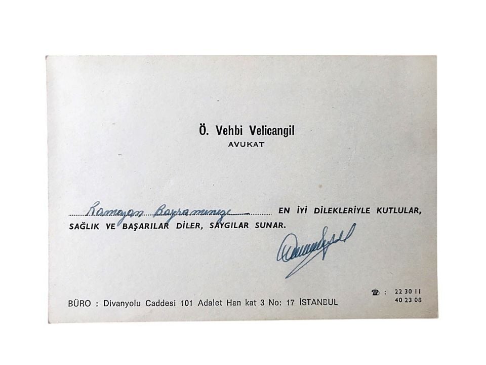 Vehbi VELİCANLIGİL Avukat - Bayram tebriği