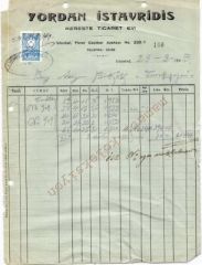 Yordan İSTAVRİDİS - Kereste Ticaret evi / Fatura - Efemera