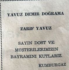 Yavuz demir doğrama Zarif YAVUZ Kumburgaz / Dergi - gazete reklamları