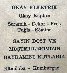 Okay Elektrik Kumburgaz / Dergi - gazete reklamları
