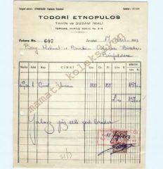 Todori ETNOPULOS - Tahin ve susam imalatı / Fatura - Efemera