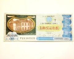 29 Temmuz 1998 Tam bilet - Milli Piyango bileti Erzurum kongresinin toplandığı okul - Efemera