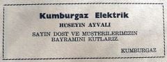 Kumburgaz Elektrik Hüseyin AYVALI / Dergi - gazete reklamları