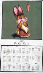 Vakko 1981 yılı, tavşanlı bez takvim 40x72