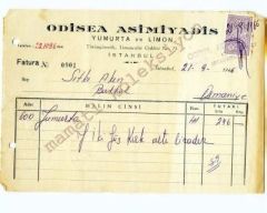 Odisea ASİMİYADİS - Yumurta ve Limon / Fatura - Efemera