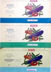 Baskı hatalı, 3 adet etiket / Antel Konserve Fabrikası - 15x30 etiket - Efemera