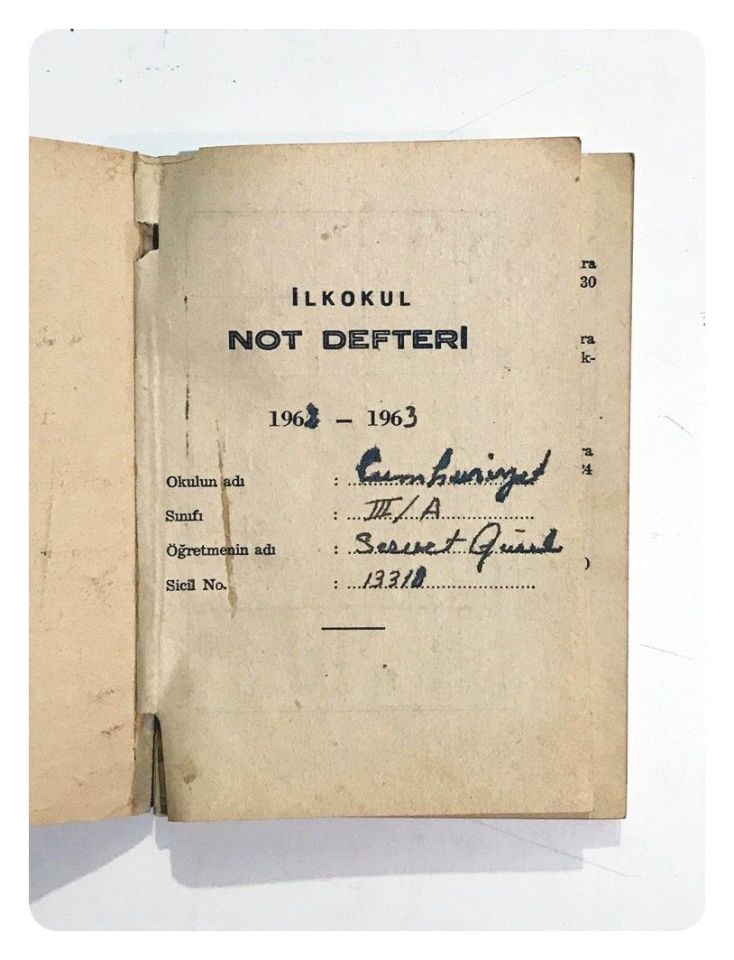 Cumhuriyet İlkokulu Not Defteri 1962-1963