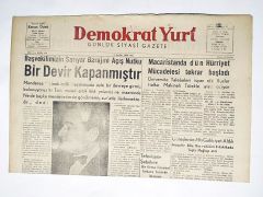 Demokrat Yurt Gazetesi 4 Aralık 1956 - Eski Gazete