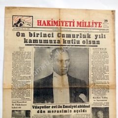Hakimiyeti Milliye gazetesi, 29 Birinci Teşrin 29 Ekim gazeteleri - Efemera