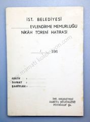 İstanbul Belediyesi …. Evlendirme memurluğu Nikah Töreni Hatırası - Efemera