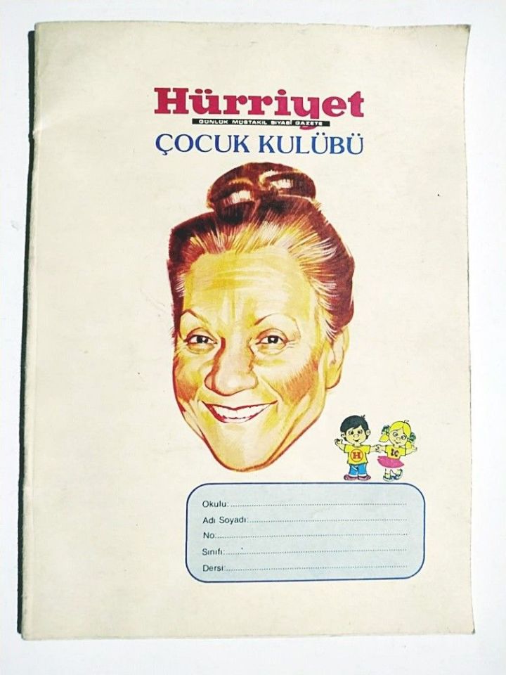 Adile NAŞİT kapaklı. Hürriyet Çocuk Kulübü - Defter (İçi yazılı)