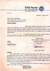Kültür Yayınları, İş Kültür Ltd. Şti. fatura (Aşık VEYSEL, Ümit Yaşar OĞUZCAN) - Efemera