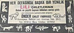 Lili Çikletleri - Önder Çiklet Fabrikası / Dergi, gazete reklamları