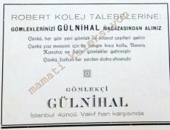 Robert Kolej talebelerine gömleklerinizi Gülnihal mağazasından alınız - Dergiden çıkma reklam - Efemera