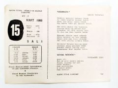 15 Mart 1960 - Takvim yaprağı