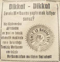 Temiz İş Basım Evi AFYON / Dergi - Gazete Reklamları / Efemera