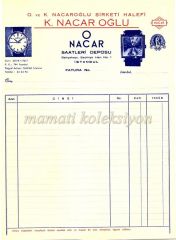 Nacar Saatleri deposu - Fatura - Efemera